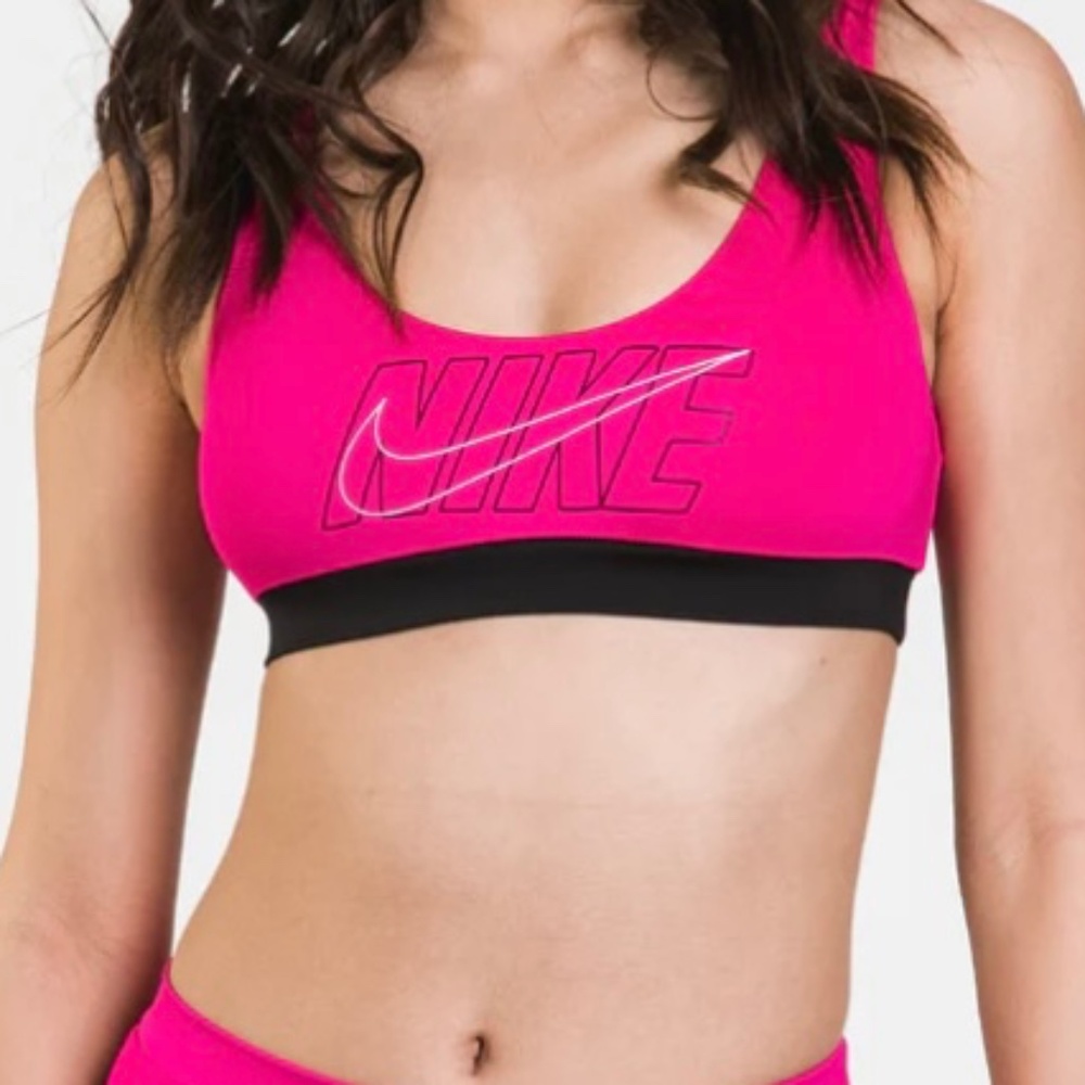 Pink NIKE logo Swim Athletic Athleisure Top Bikini Sports Bra